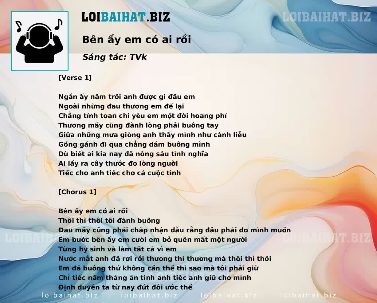 Bên ấy em có ai rồi