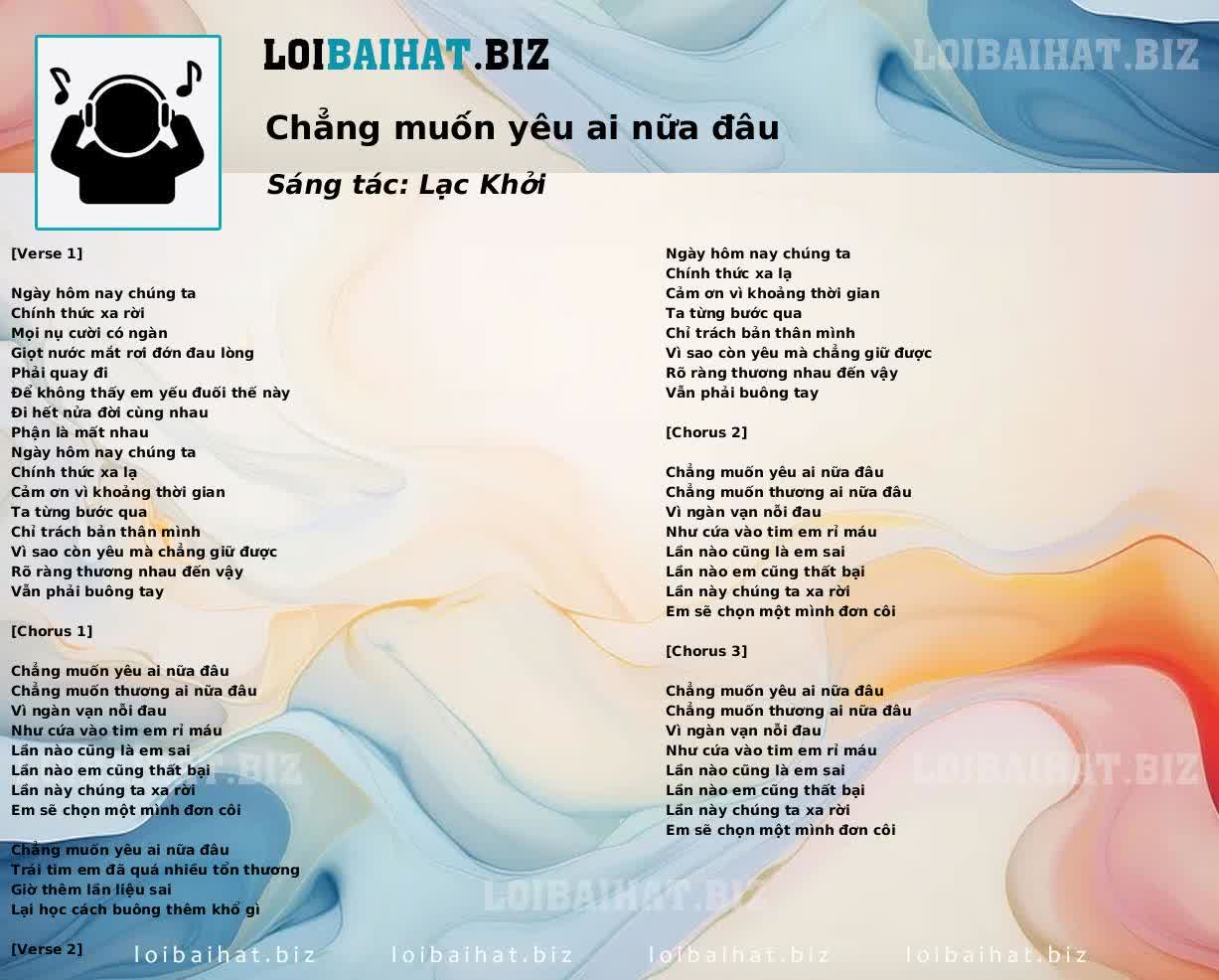 Chẳng muốn yêu ai nữa đâu