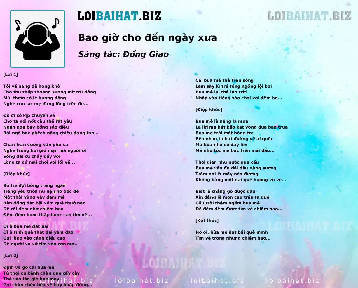 Bao giờ cho đến ngày xưa