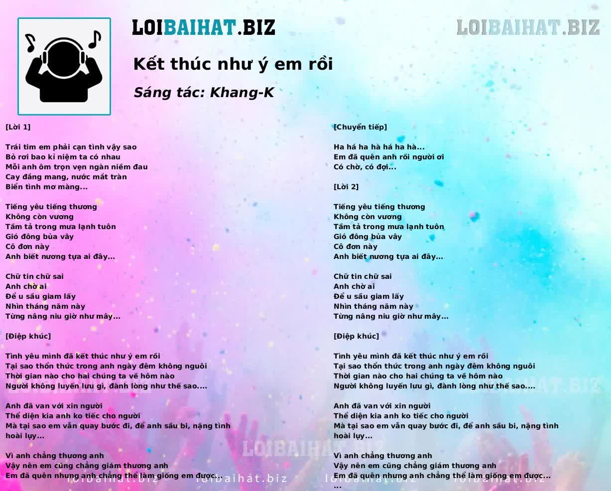 Kết thúc như ý em rồi