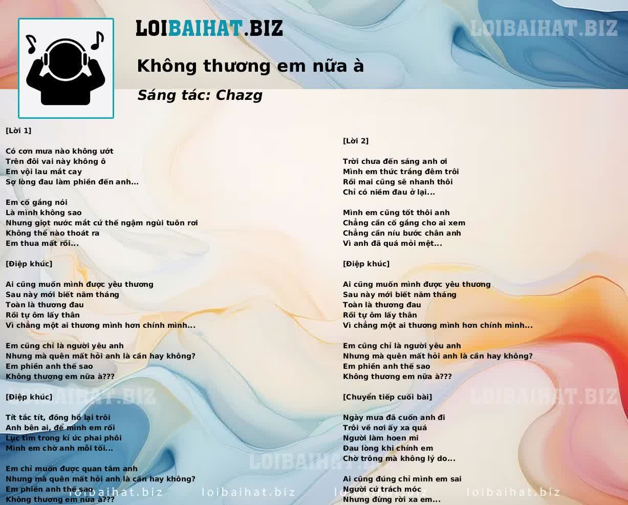 Không thương em nữa à