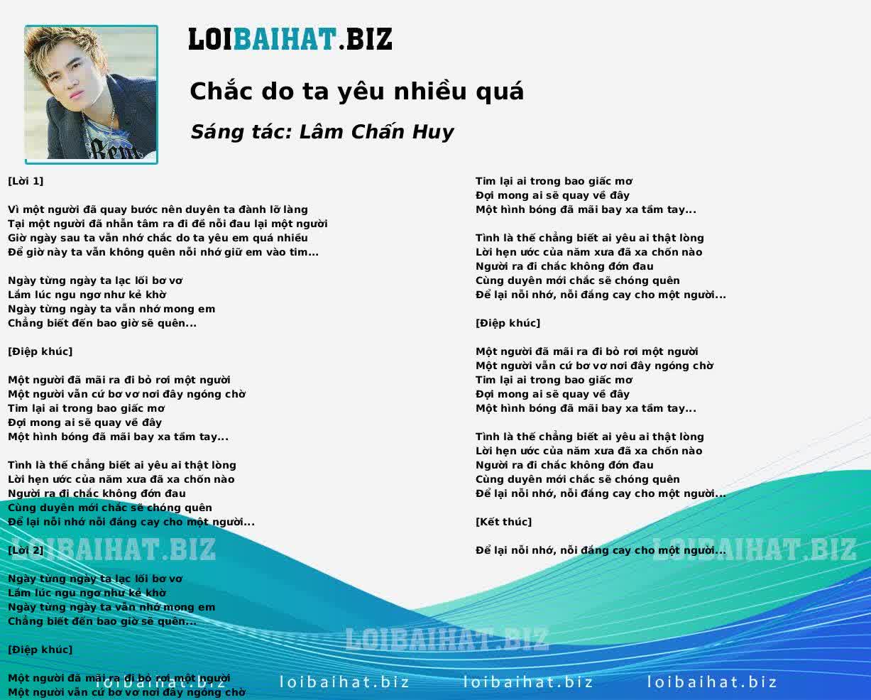 Chắc do ta yêu nhiều quá
