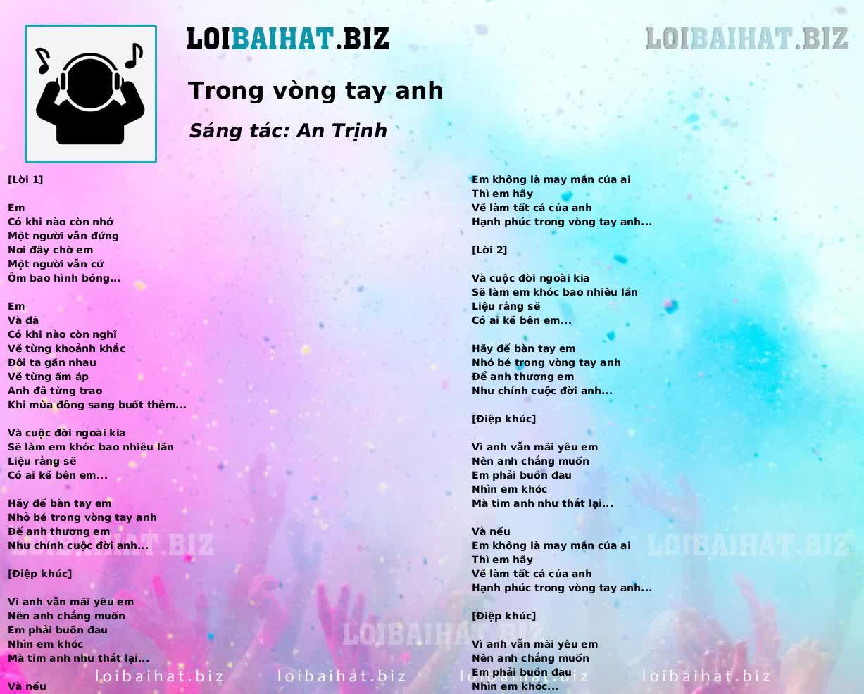 Trong vòng tay anh