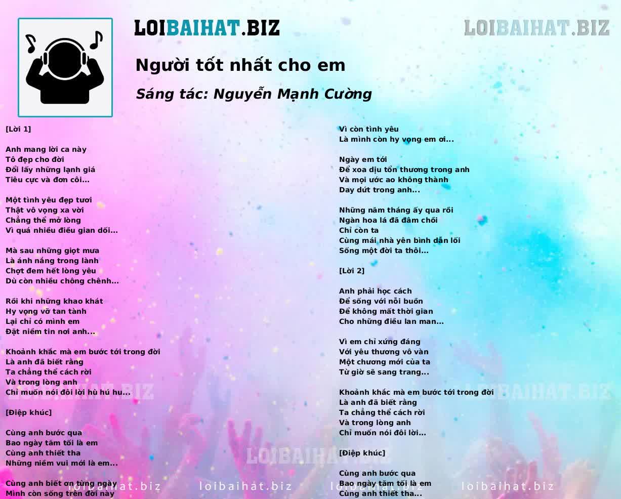 Người tốt nhất cho em