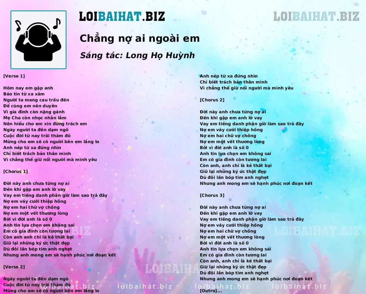 Chẳng nợ ai ngoài em