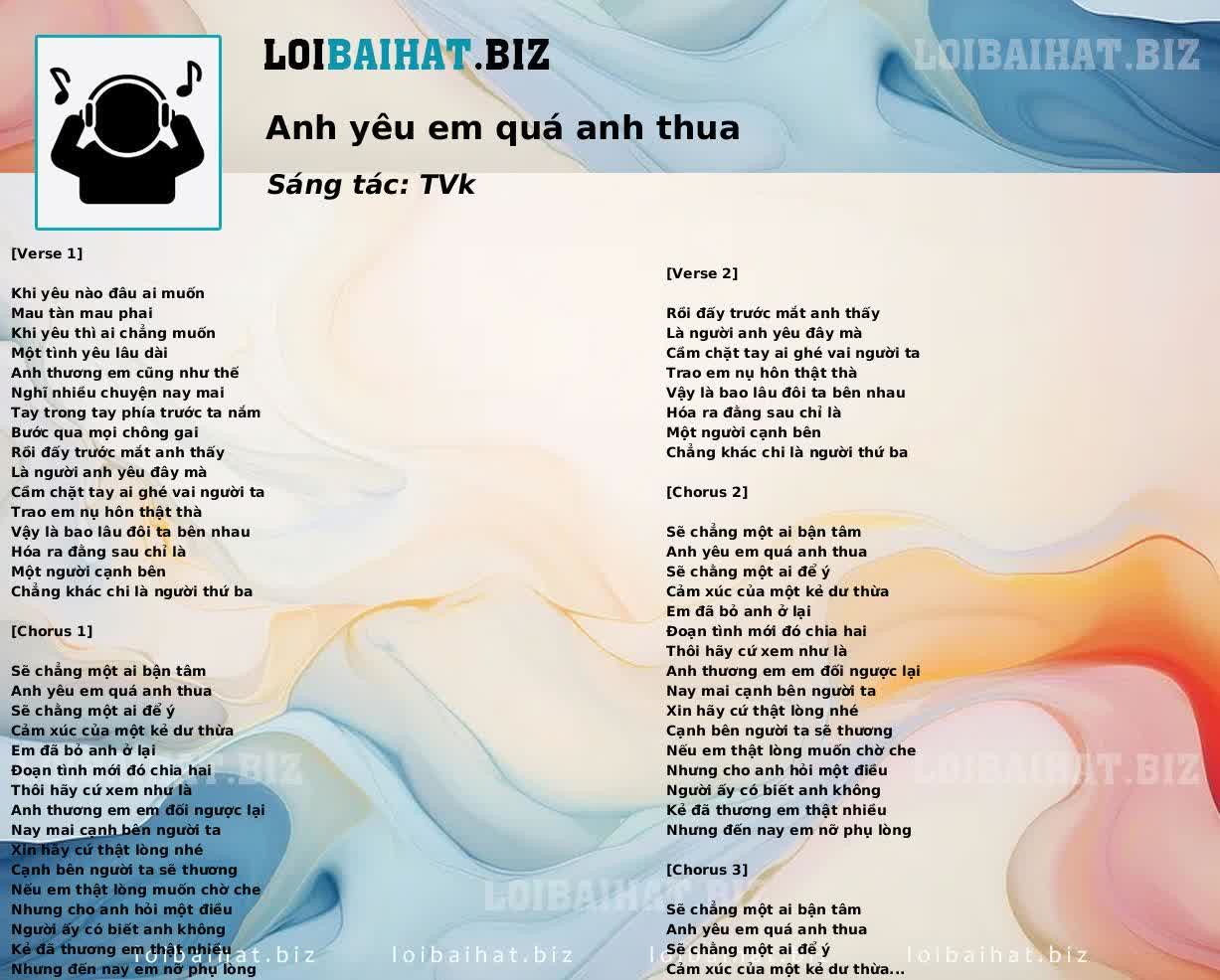 Anh yêu em quá anh thua