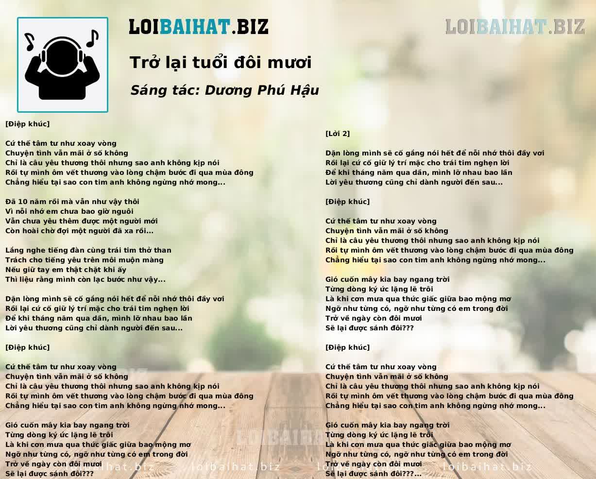 Trở lại tuổi đôi mươi