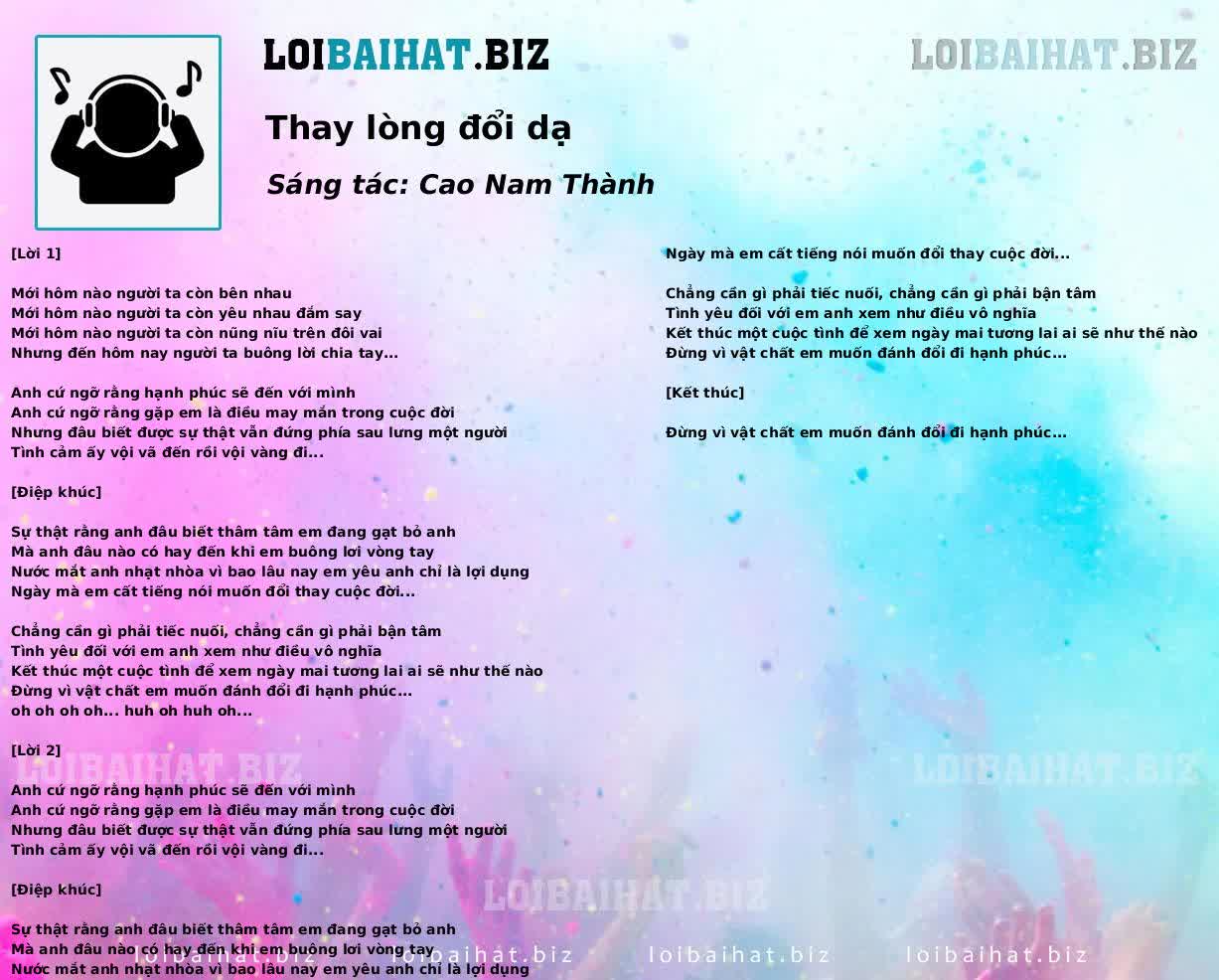 Thay lòng đổi dạ