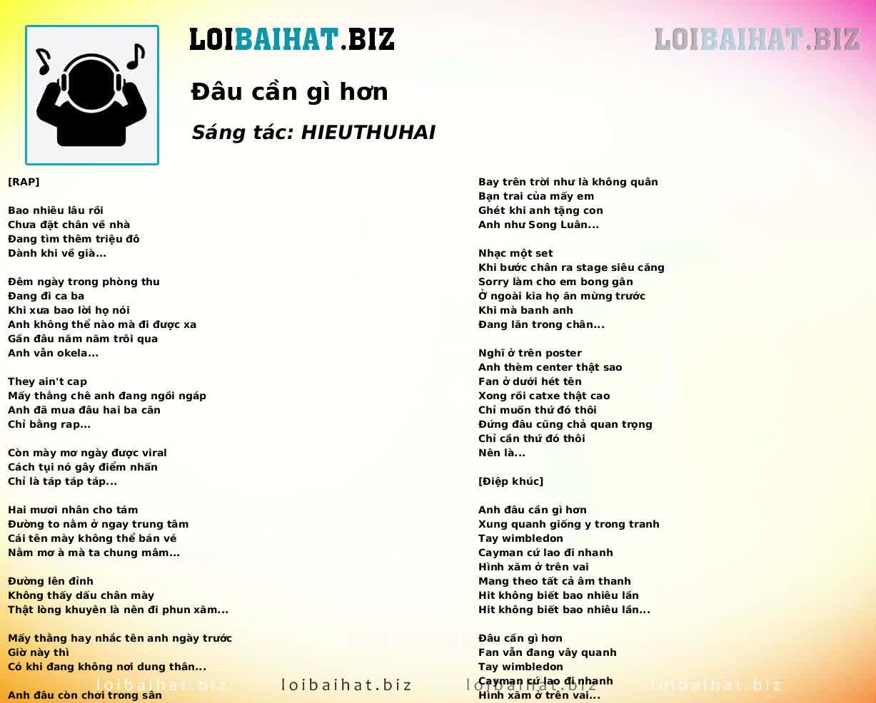 Đâu cần gì hơn