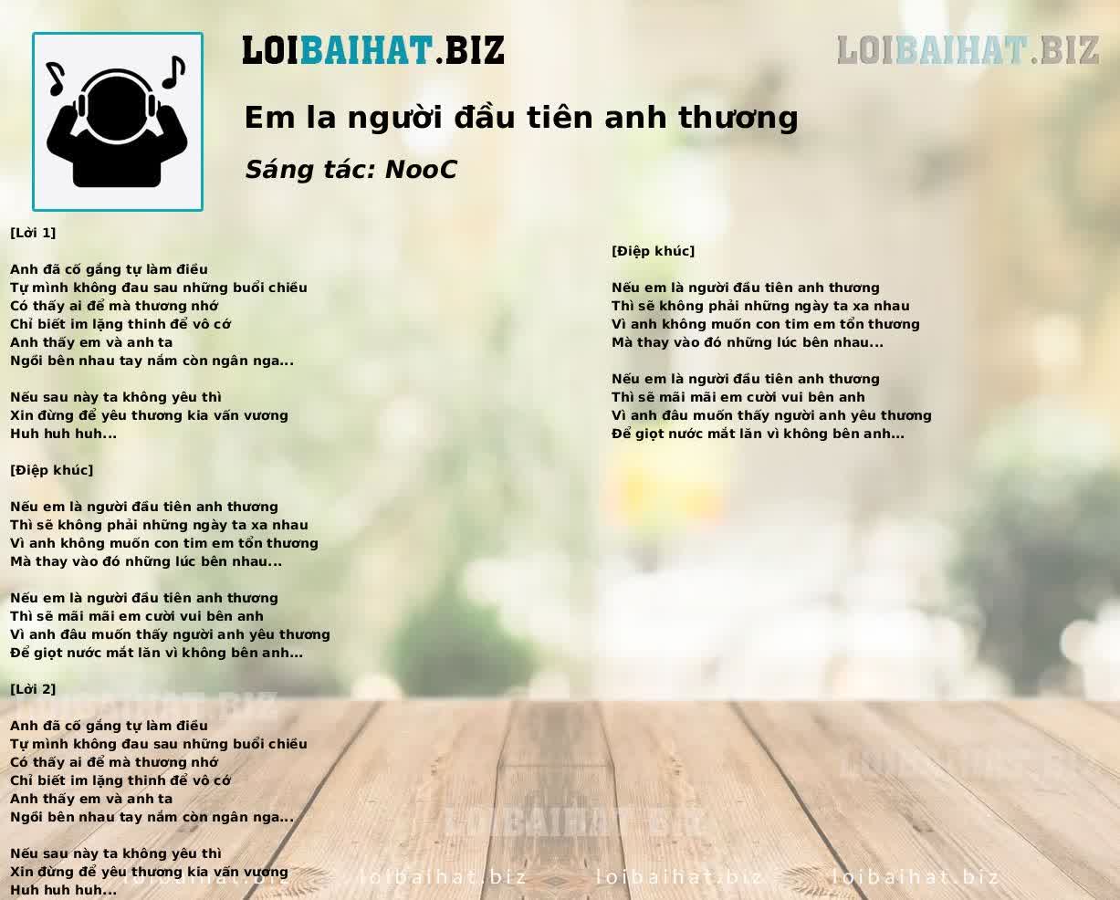 Em la người đầu tiên anh thương