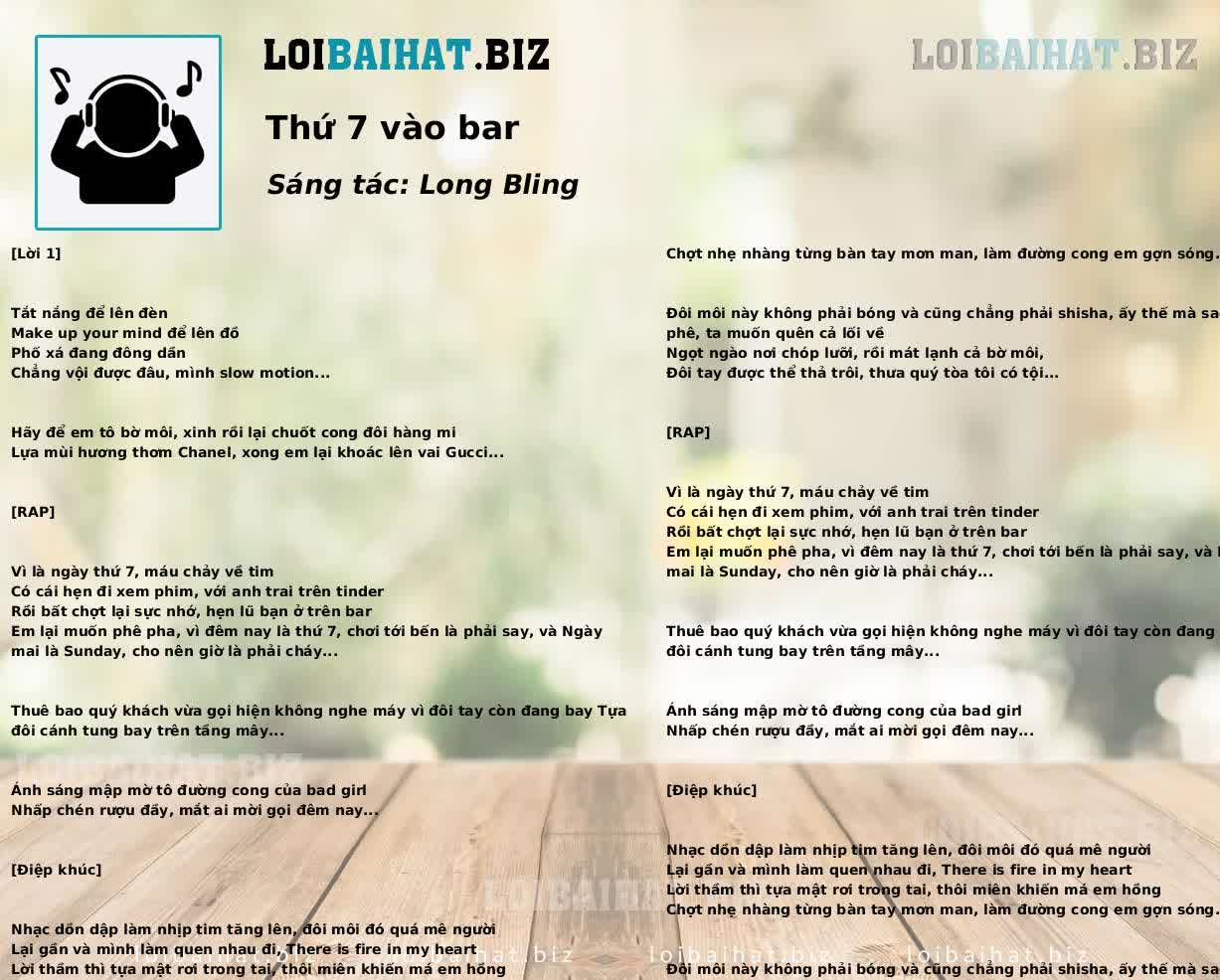 Thứ 7 vào bar