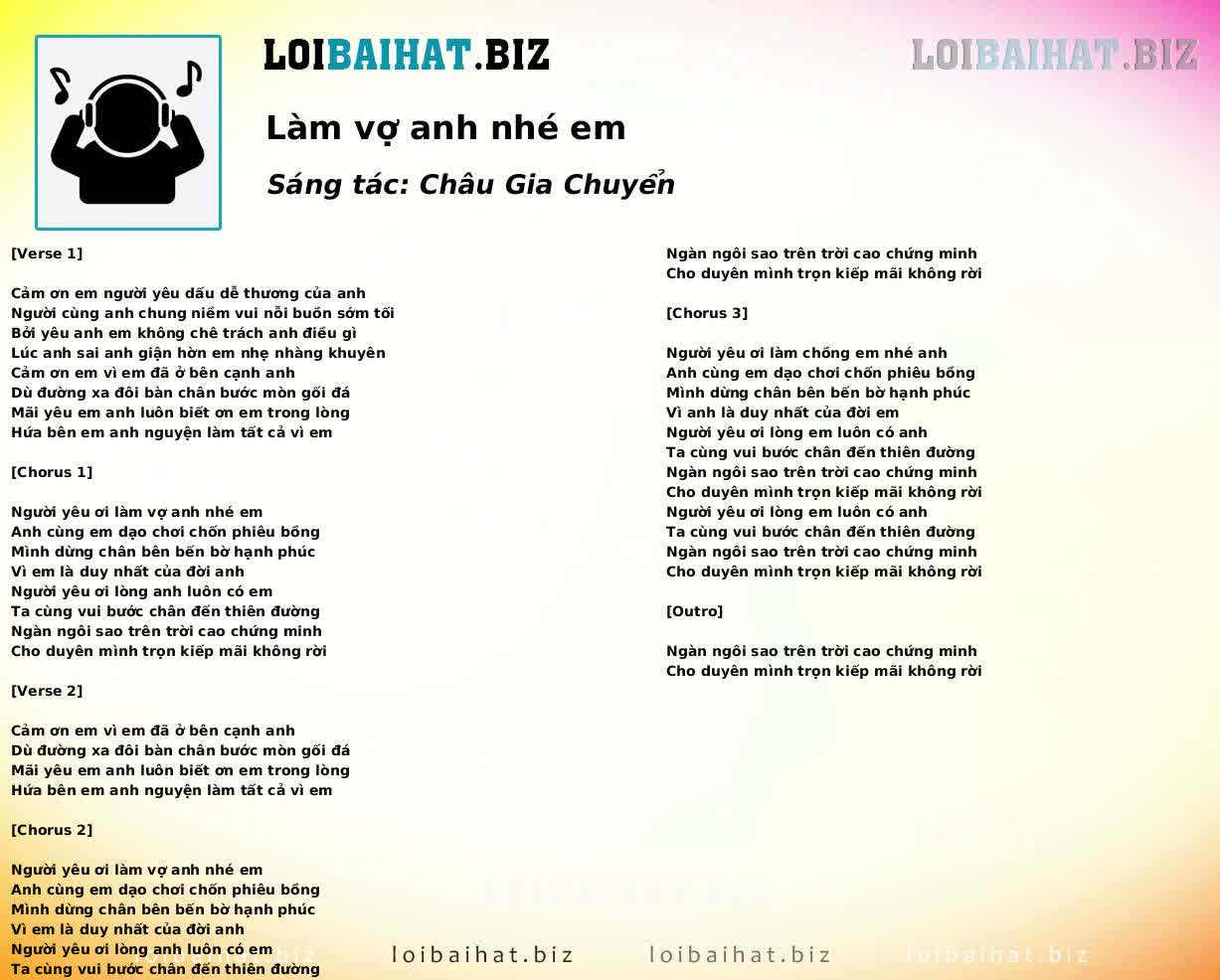 Làm vợ anh nhé em