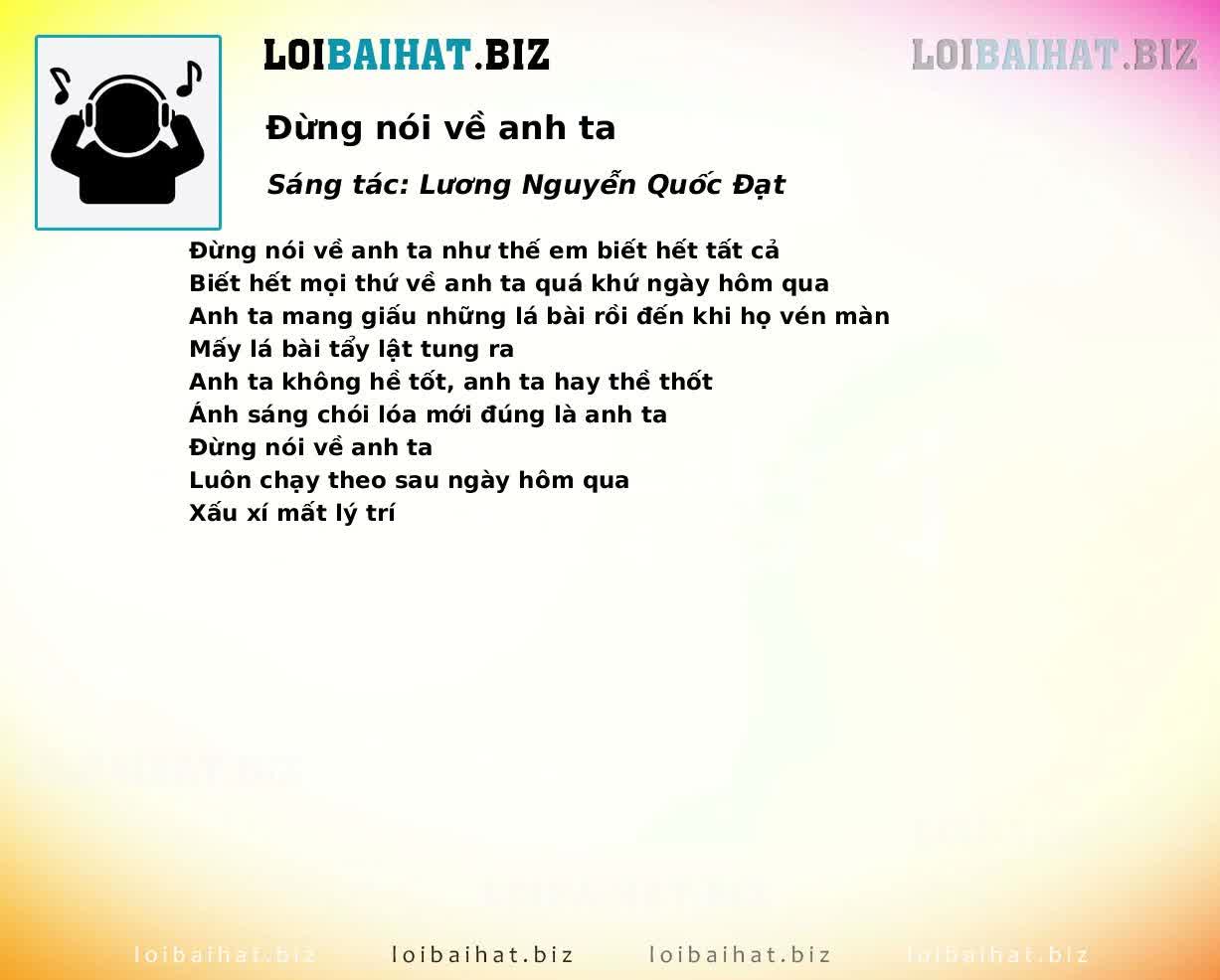 Đừng nói về anh ta