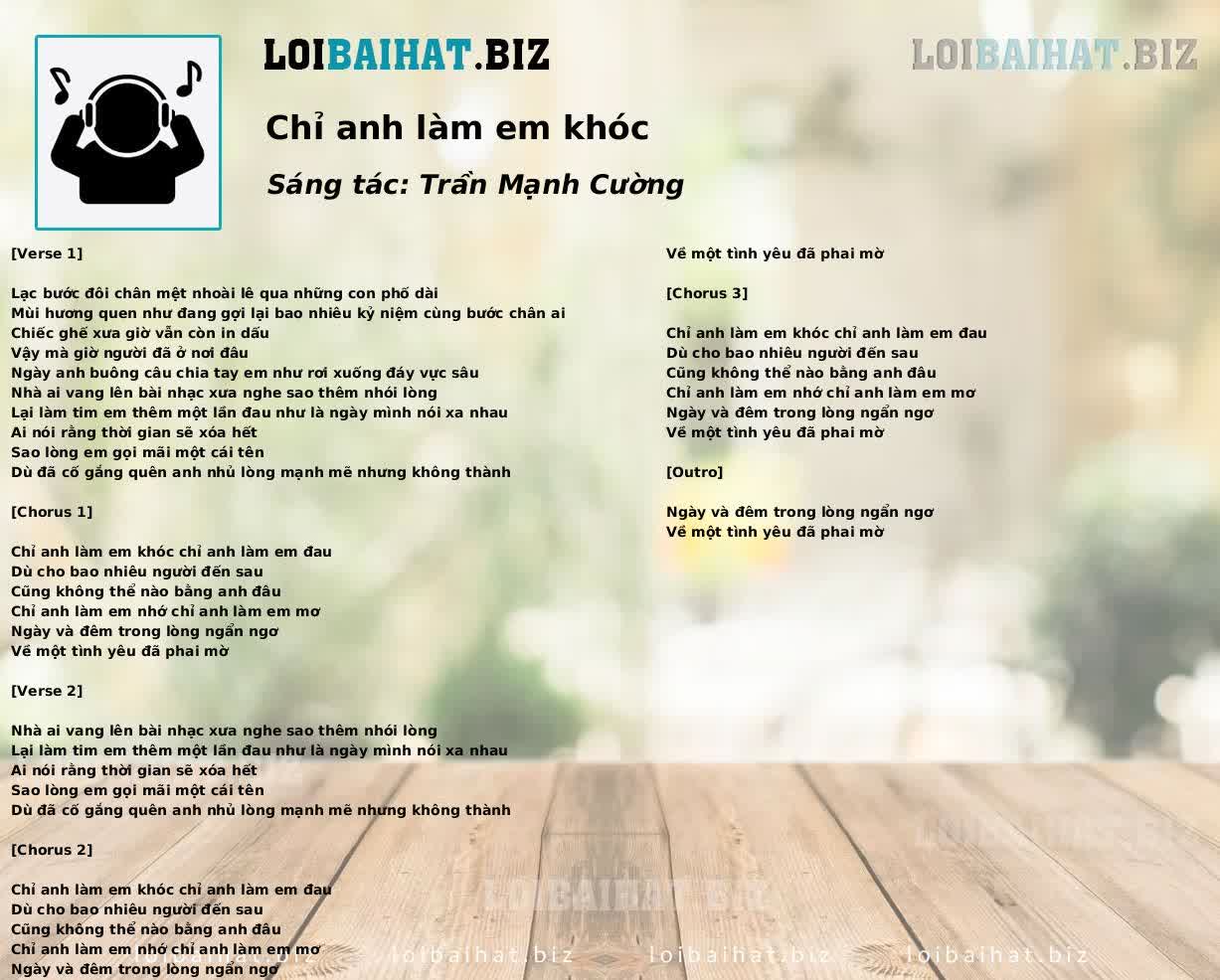 Chỉ anh làm em khóc