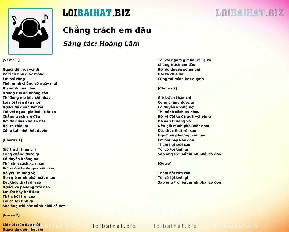 Chẳng trách em đâu