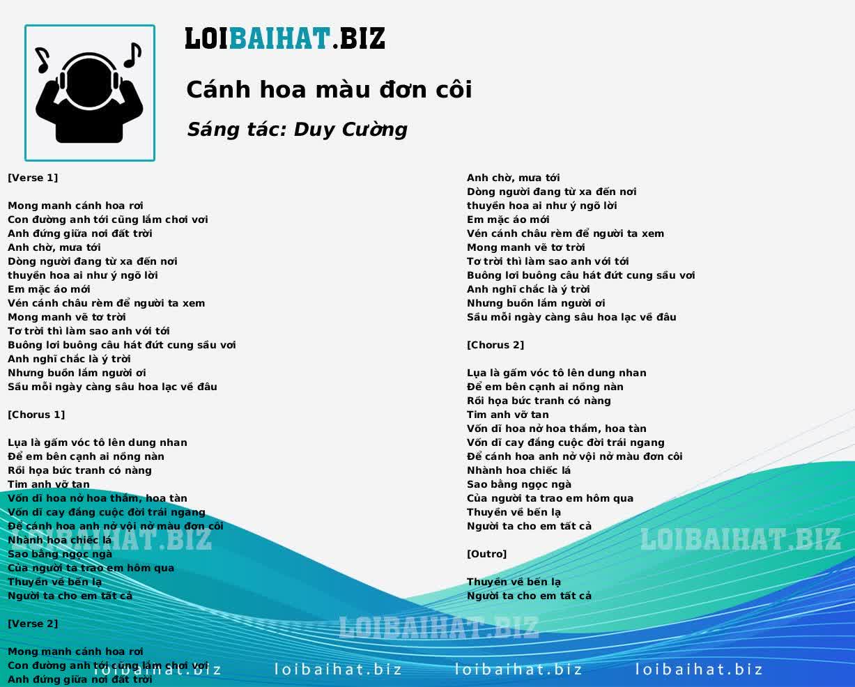 Cánh hoa màu đơn côi