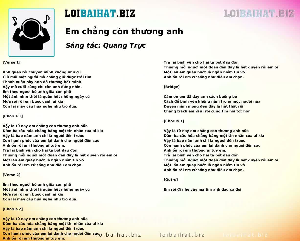 Em chẳng còn thương anh