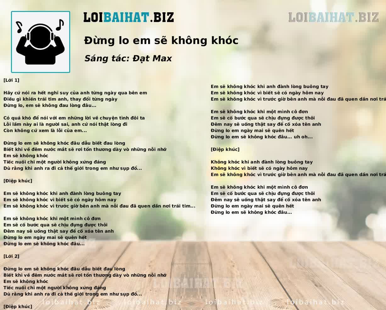 Đừng lo em sẽ không khóc