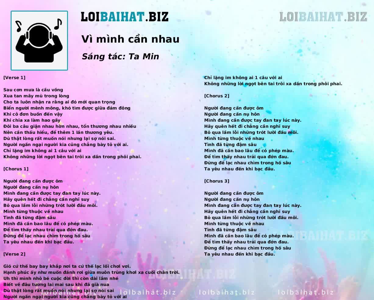 Vì mình cần nhau