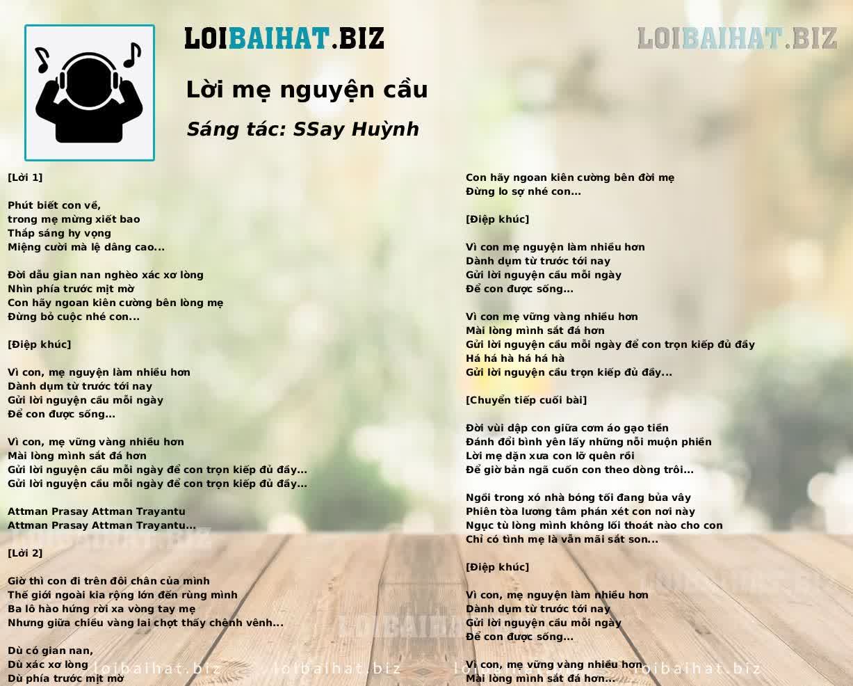 Lời mẹ nguyện cầu
