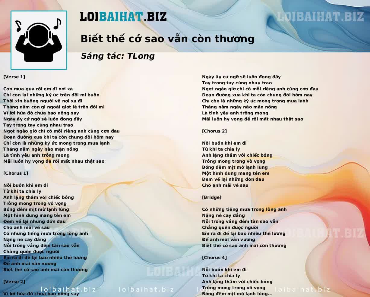 Biết thế cớ sao vẫn còn thương