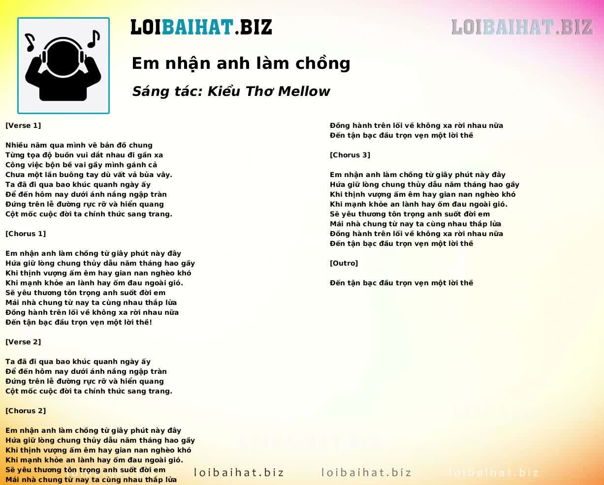 Em nhận anh làm chồng