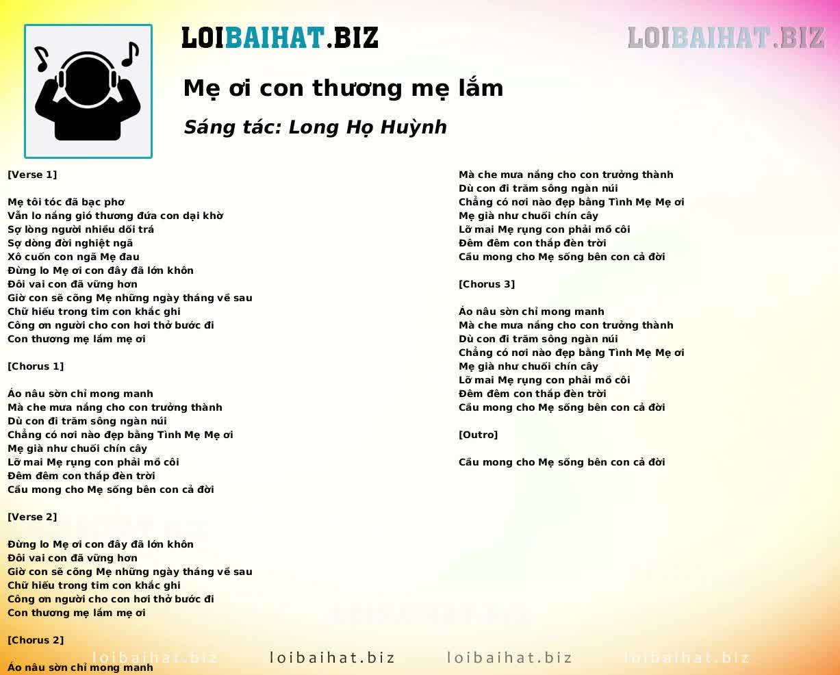 Mẹ ơi con thương mẹ lắm