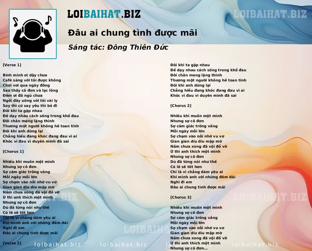 Đâu ai chung tình được mãi