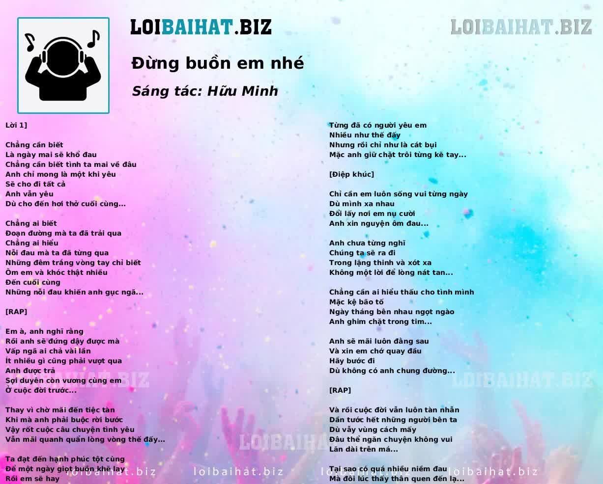 Đừng buồn em nhé