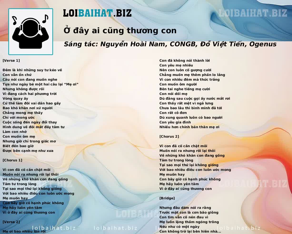 Ở đây ai cũng thương con