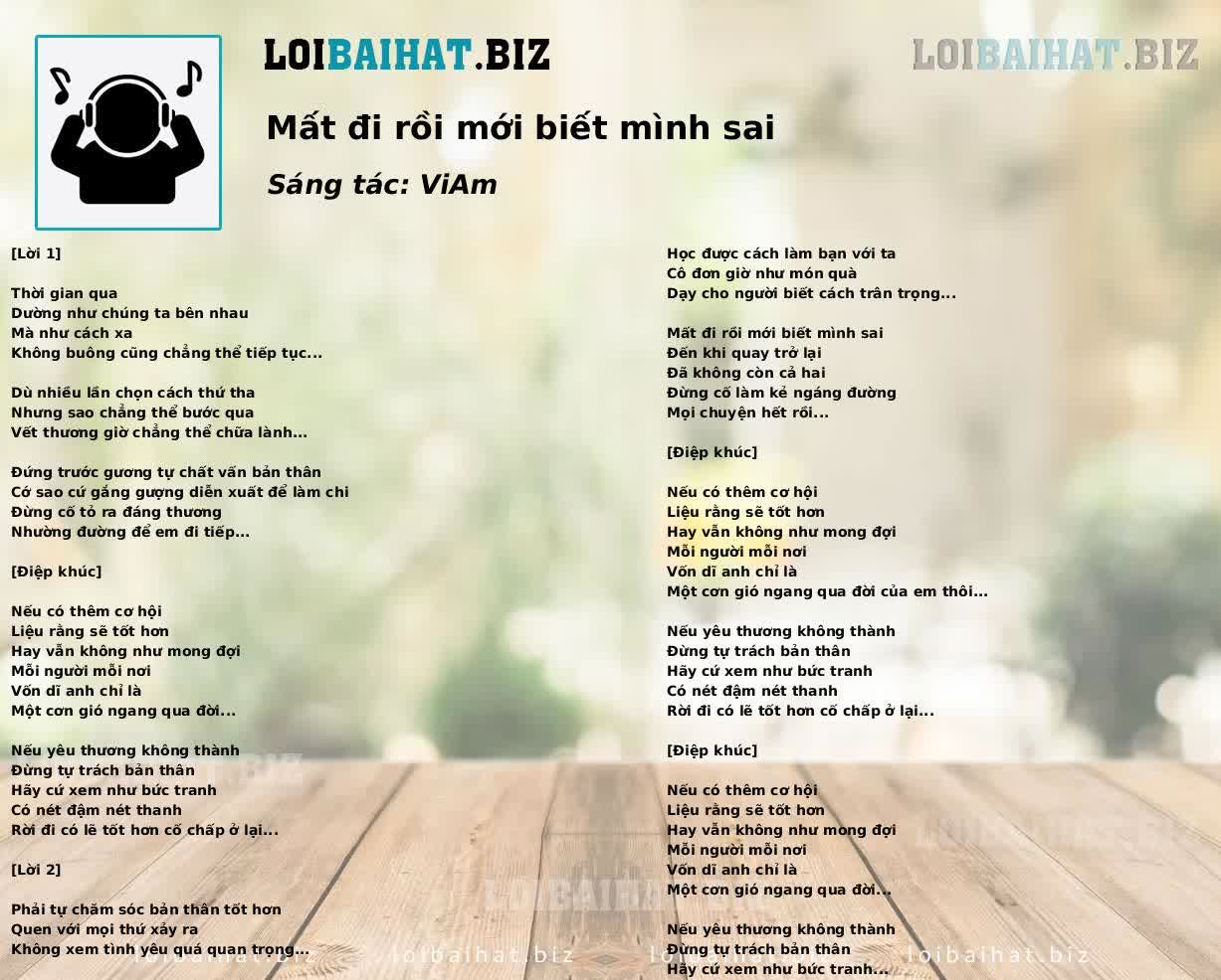 Mất đi rồi mới biết mình sai