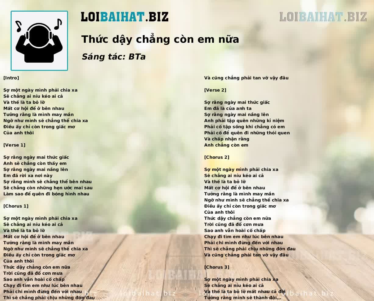 Thức dậy chẳng còn em nữa