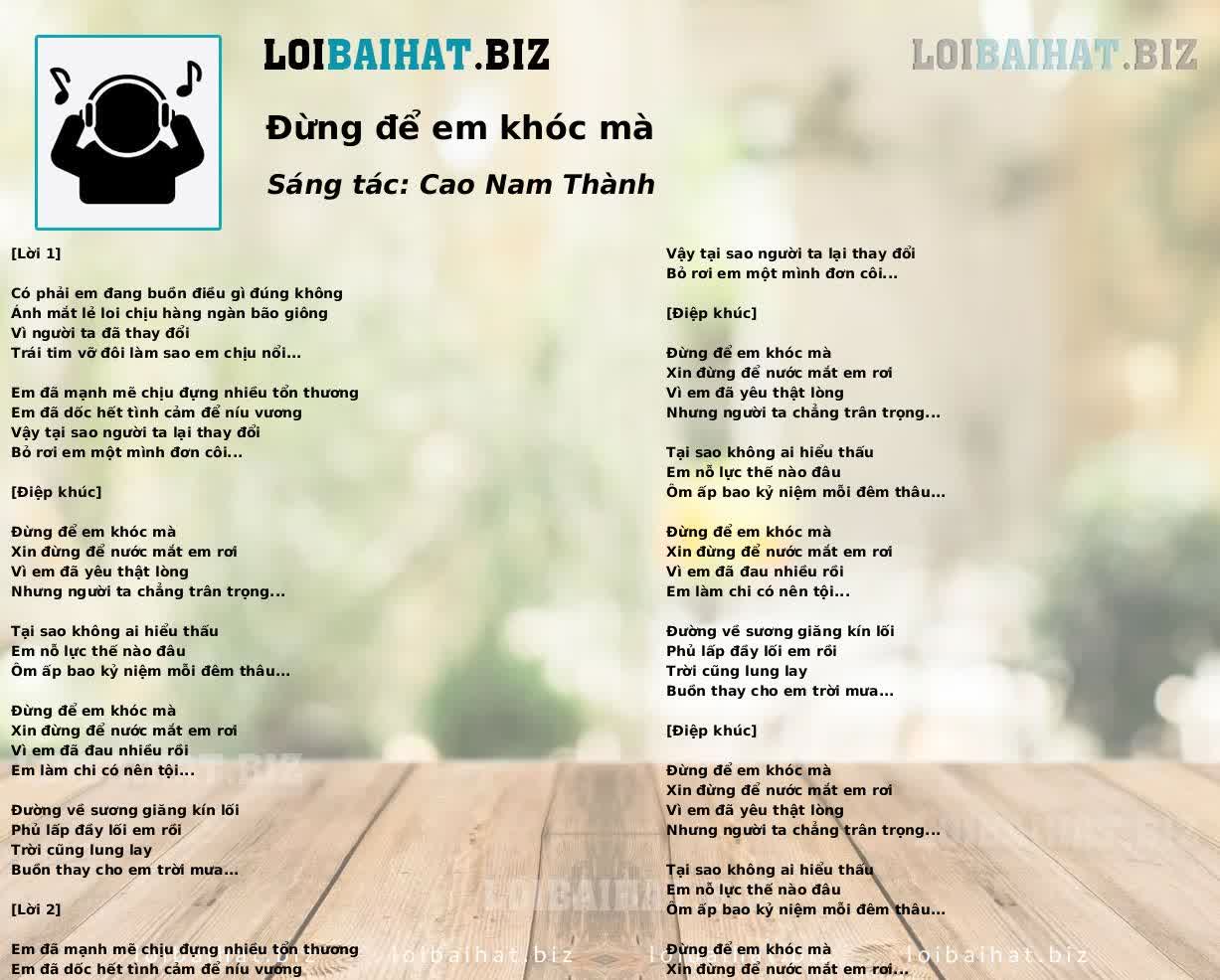 Đừng để em khóc mà