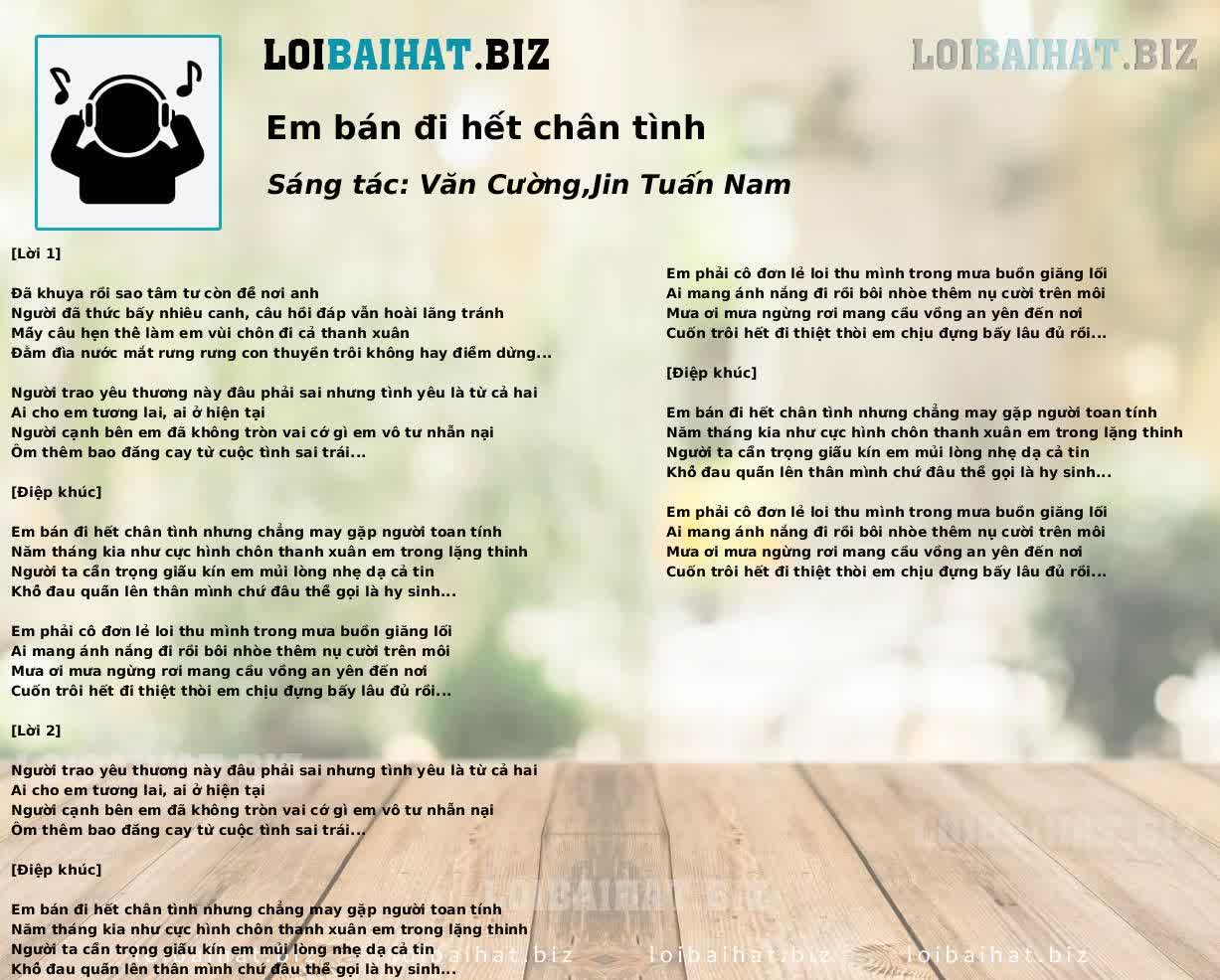 Em bán đi hết chân tình