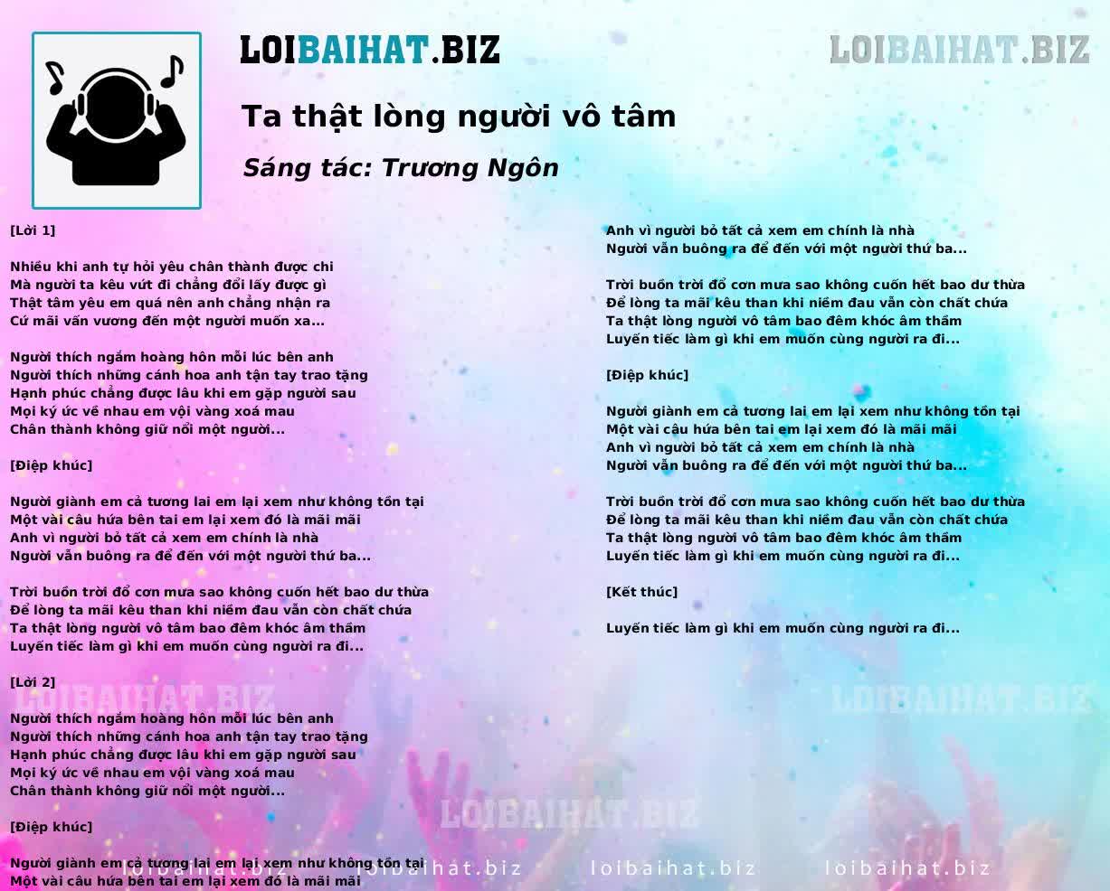 Ta thật lòng người vô tâm