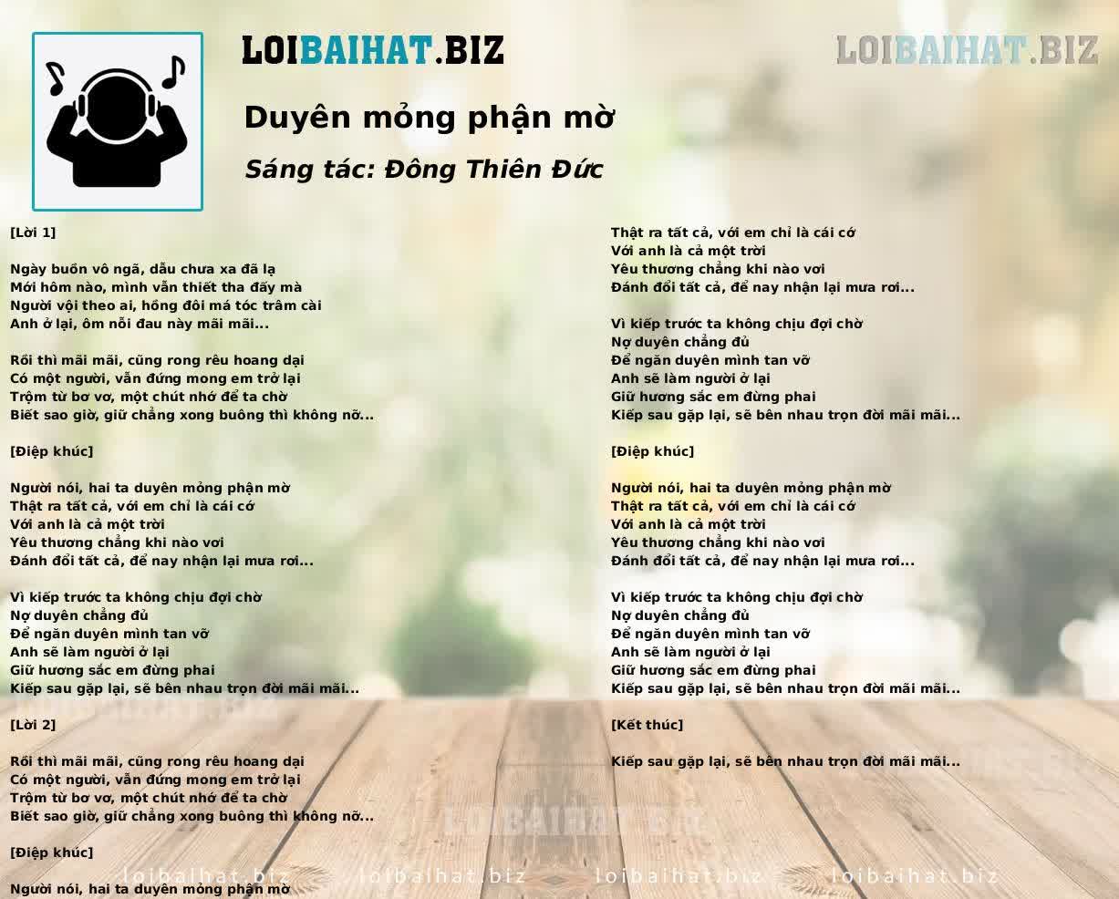 Duyên mỏng phận mờ