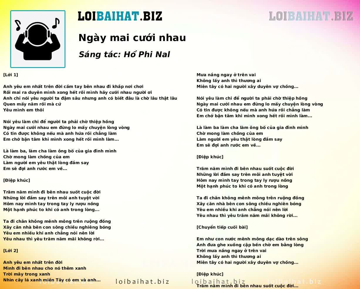 Ngày mai cưới nhau
