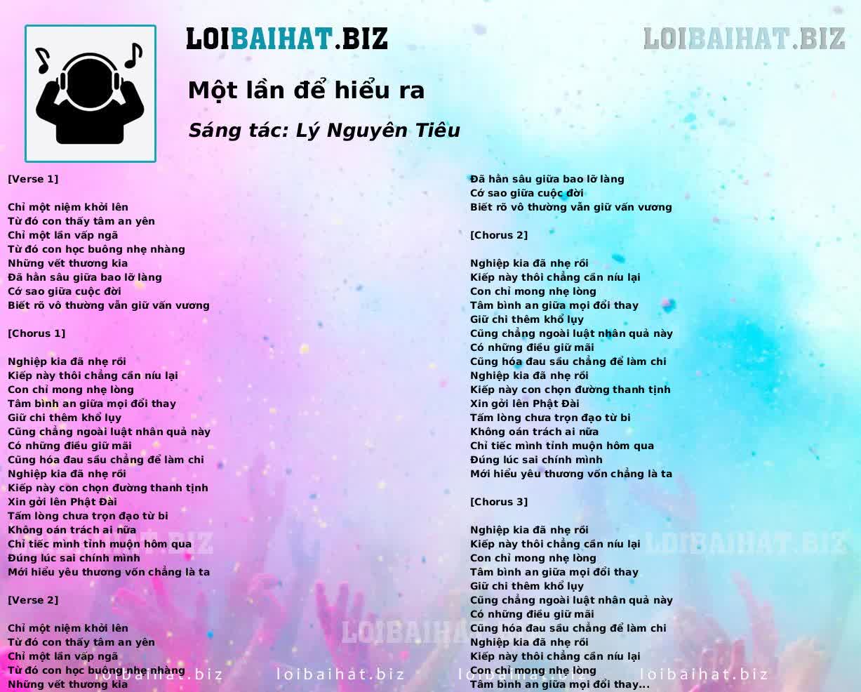 Một lần để hiểu ra