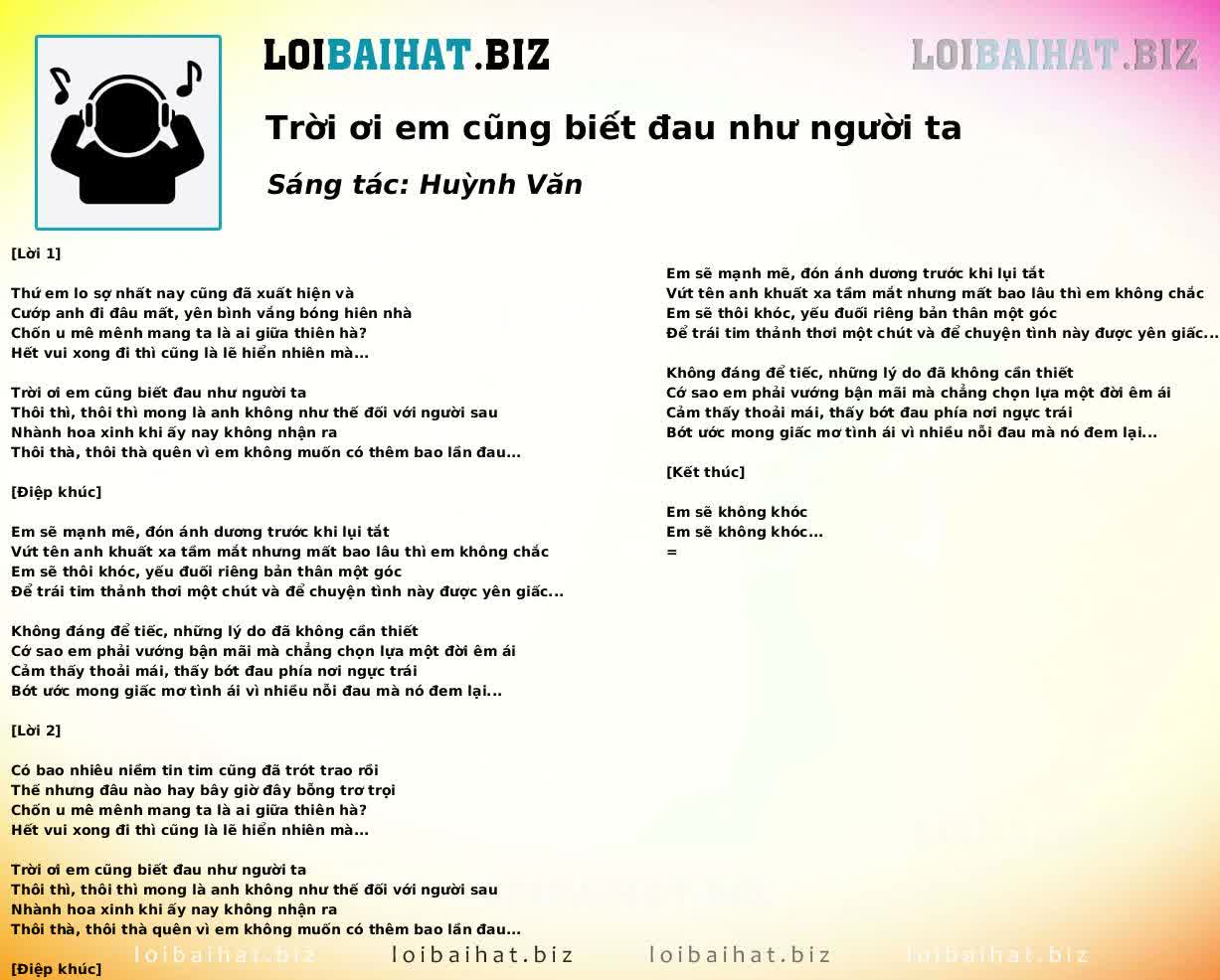 Trời ơi em cũng biết đau như người ta