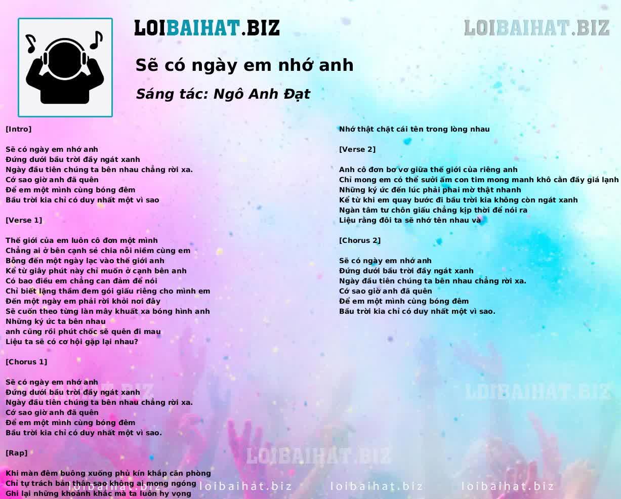 Sẽ có ngày em nhớ anh