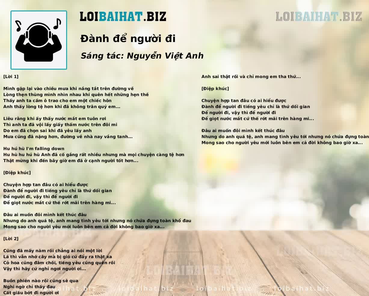 Đành để người đi