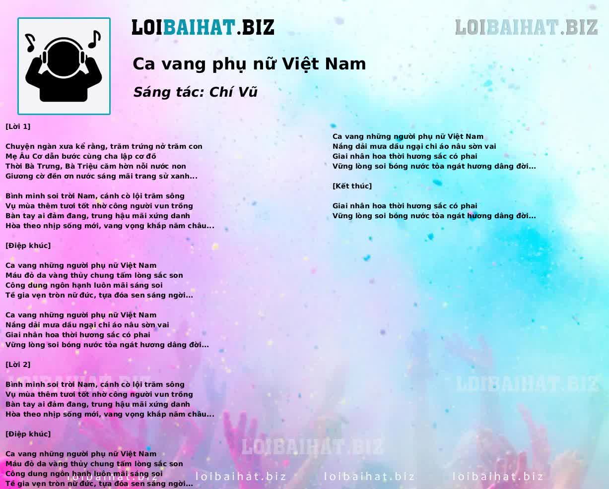 Ca vang phụ nữ Việt Nam