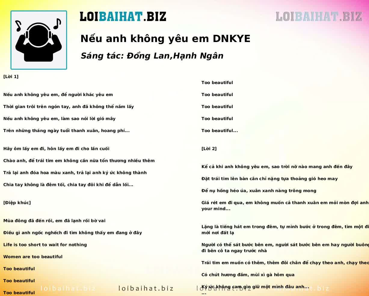 Nếu anh không yêu em DNKYE