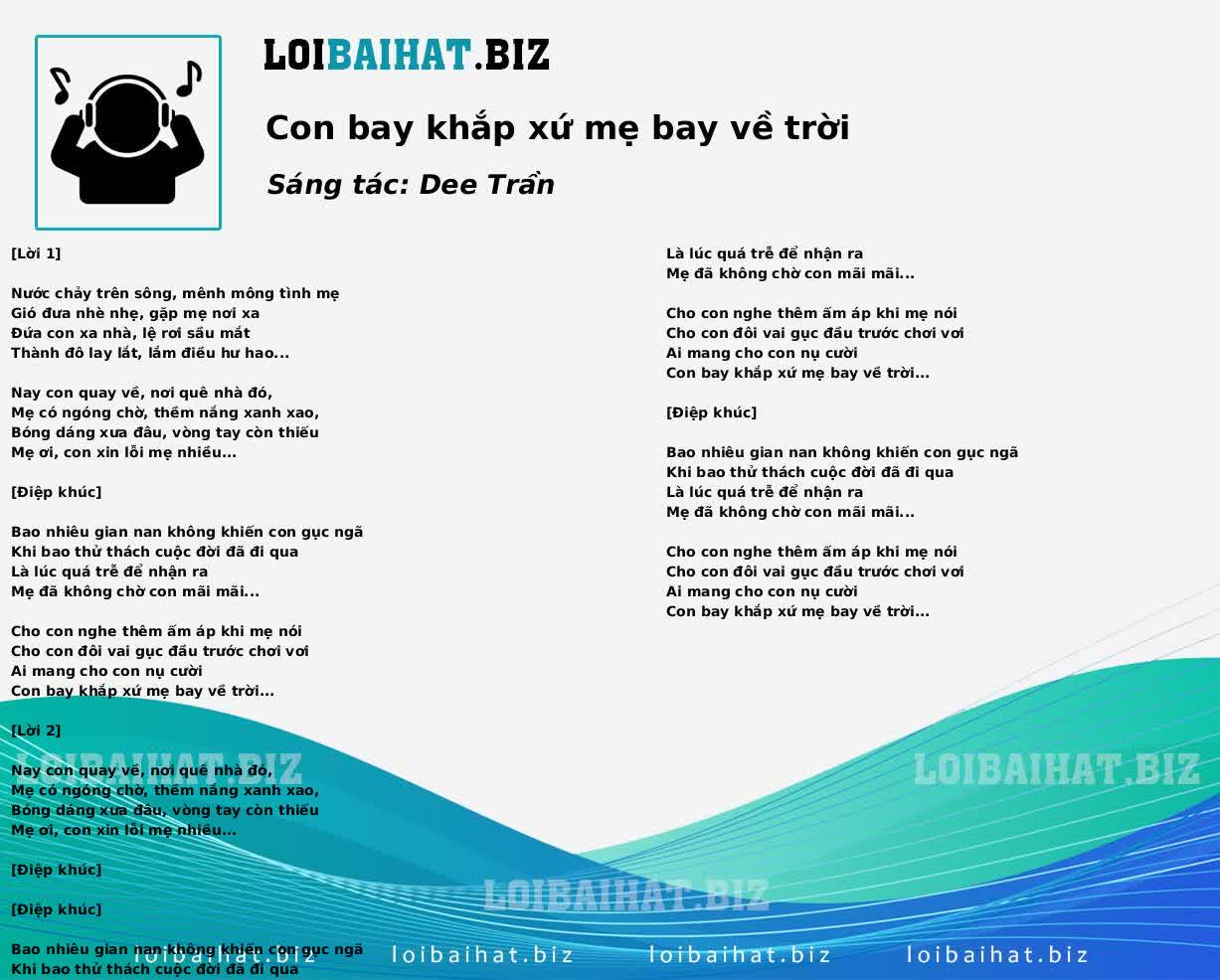 Con bay khắp xứ mẹ bay về trời