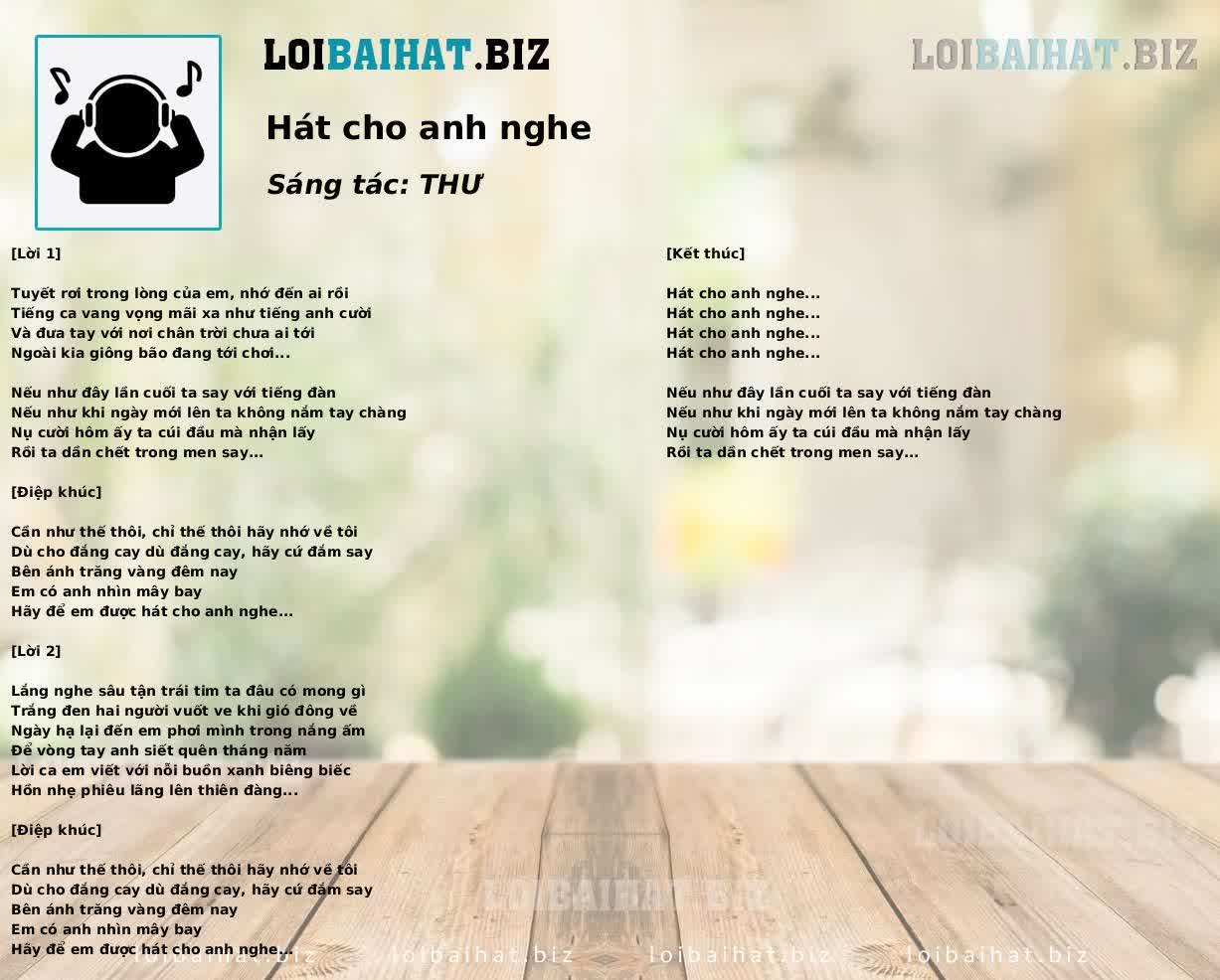 Hát cho anh nghe