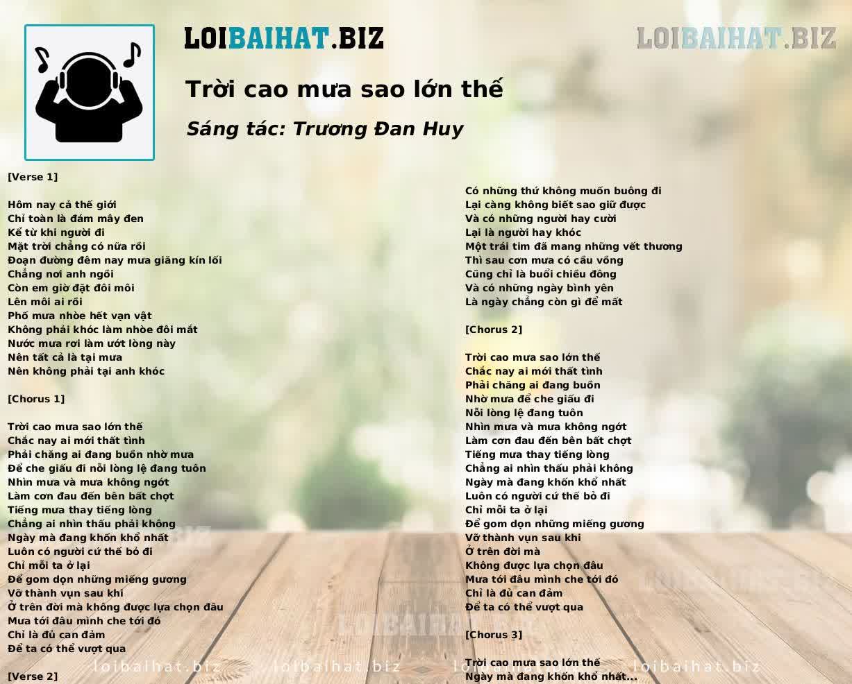 Trời cao mưa sao lớn thế