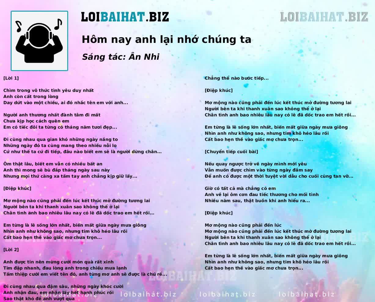 Hôm nay anh lại nhớ chúng ta