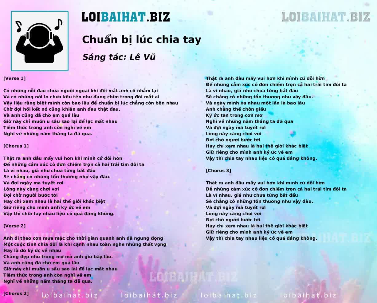 Chuẩn bị lúc chia tay