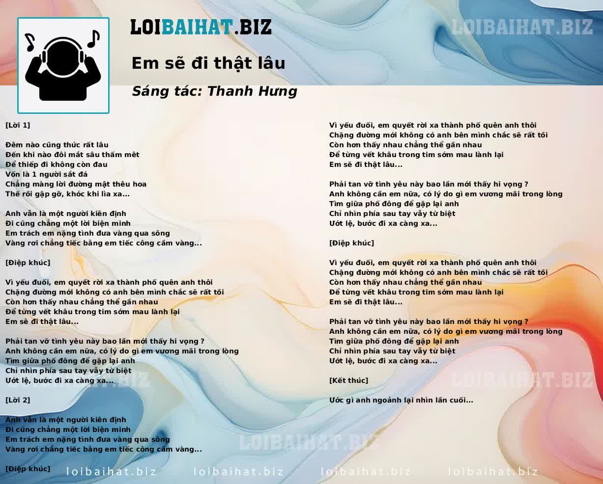 Em sẽ đi thật lâu