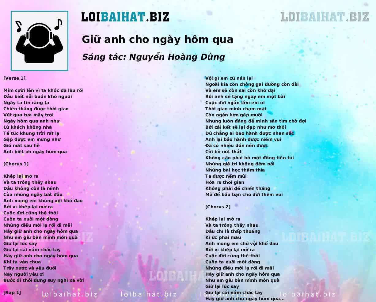 Giữ anh cho ngày hôm qua